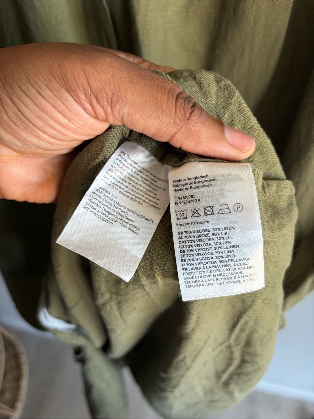 H&M Olive Green Sleeveless Button-Down Midi Dress - Picture 3 of 4